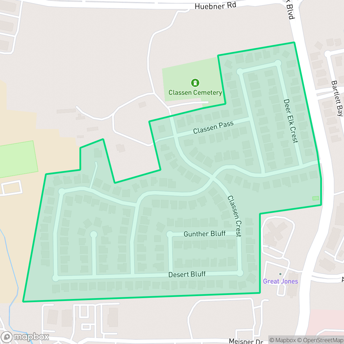 Map showing the location of Iron Mountain Ranch, San Antonio, TX