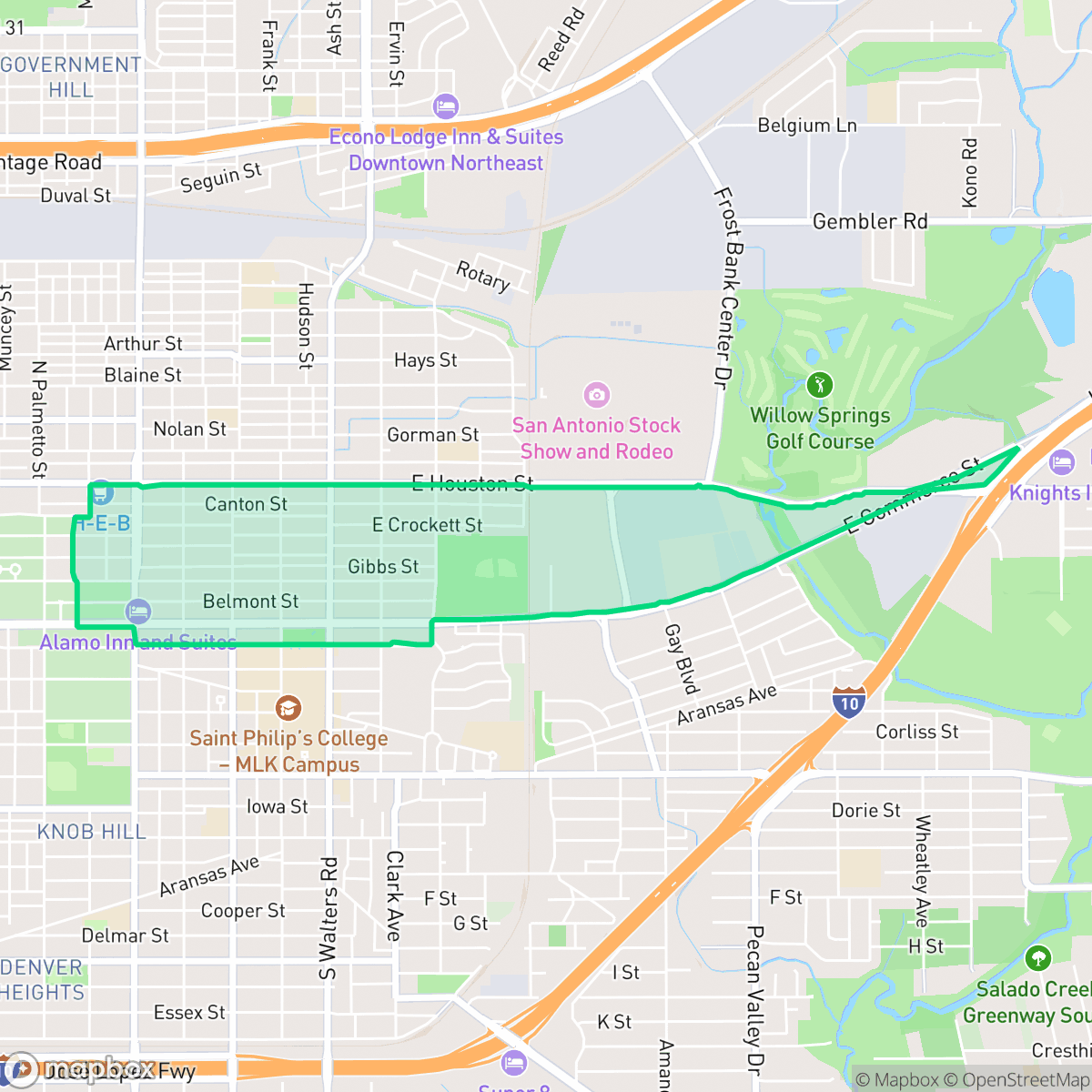 Map showing the location of Jefferson Heights, San Antonio, TX