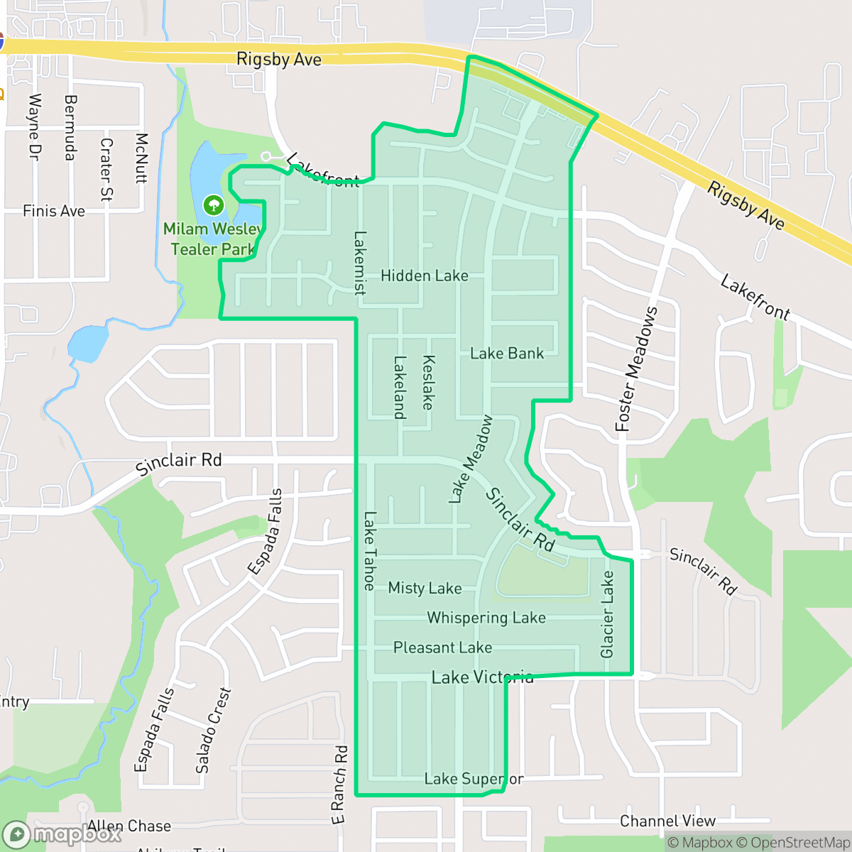 Map showing the location of Lakeside, San Antonio, TX