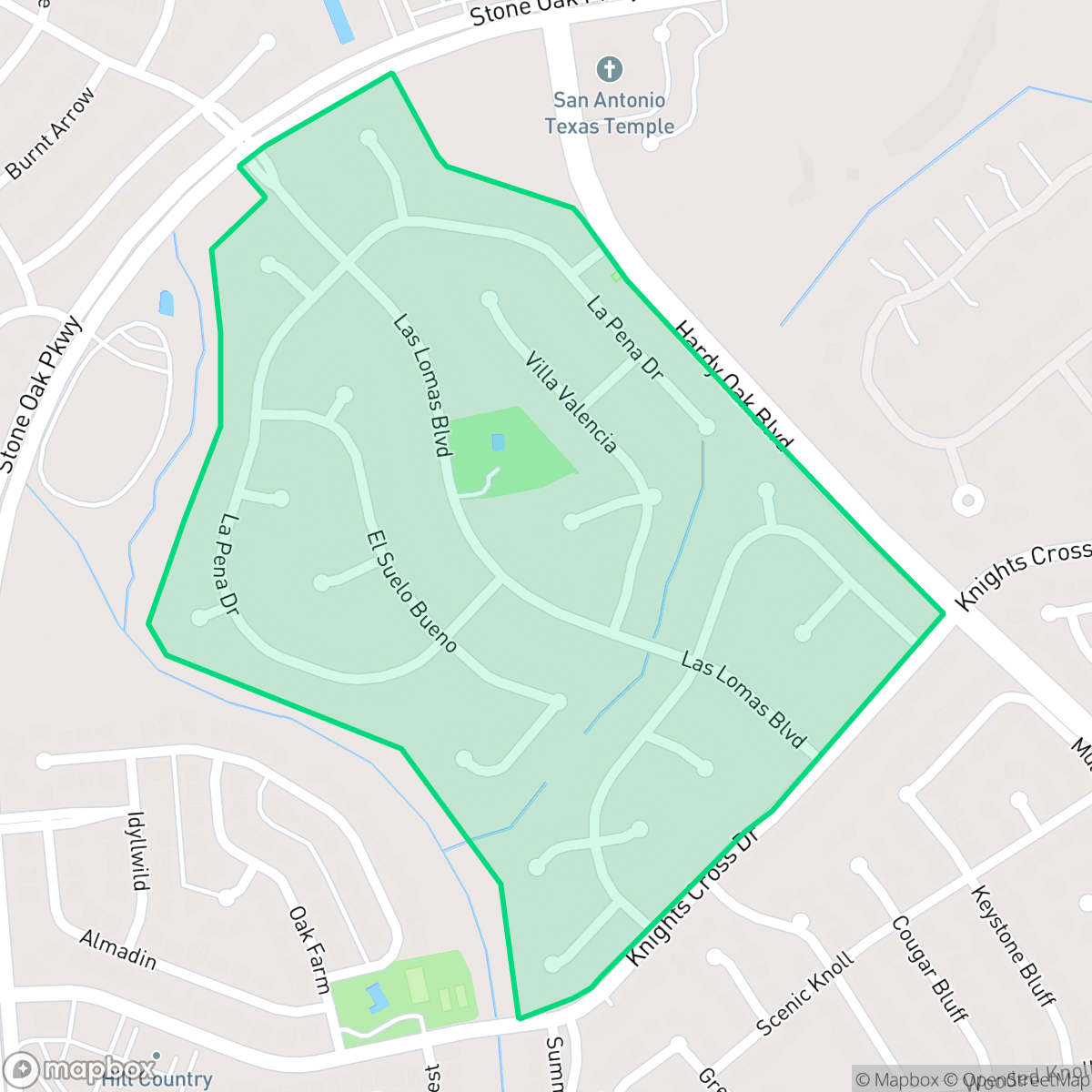 Map showing the location of Las Lomas, San Antonio, TX