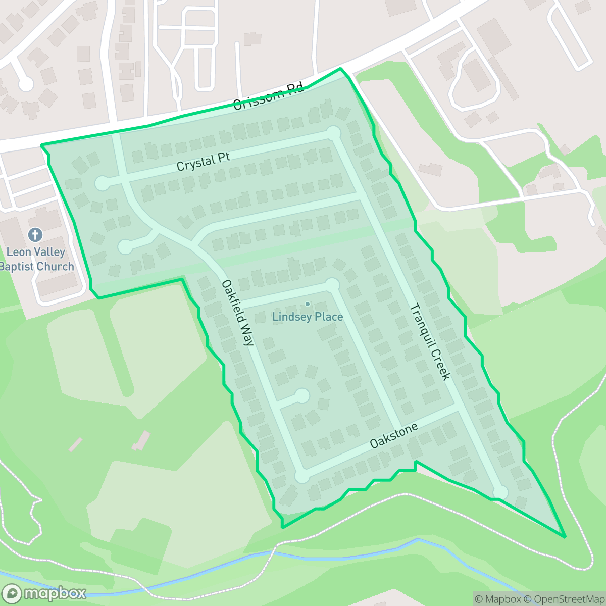Map showing the location of Lindsey Place, San Antonio, TX