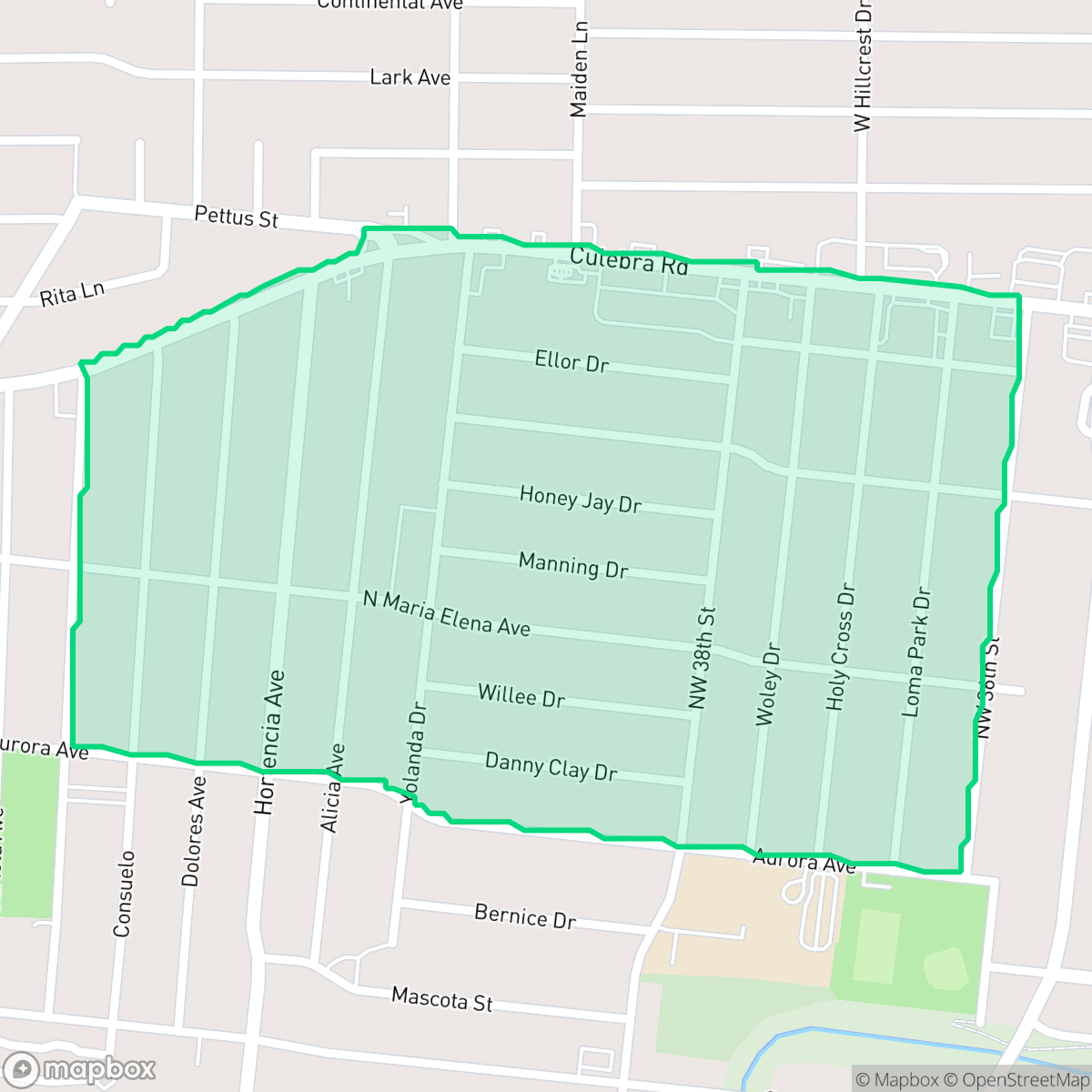 Map showing the location of Loma Park, San Antonio, TX