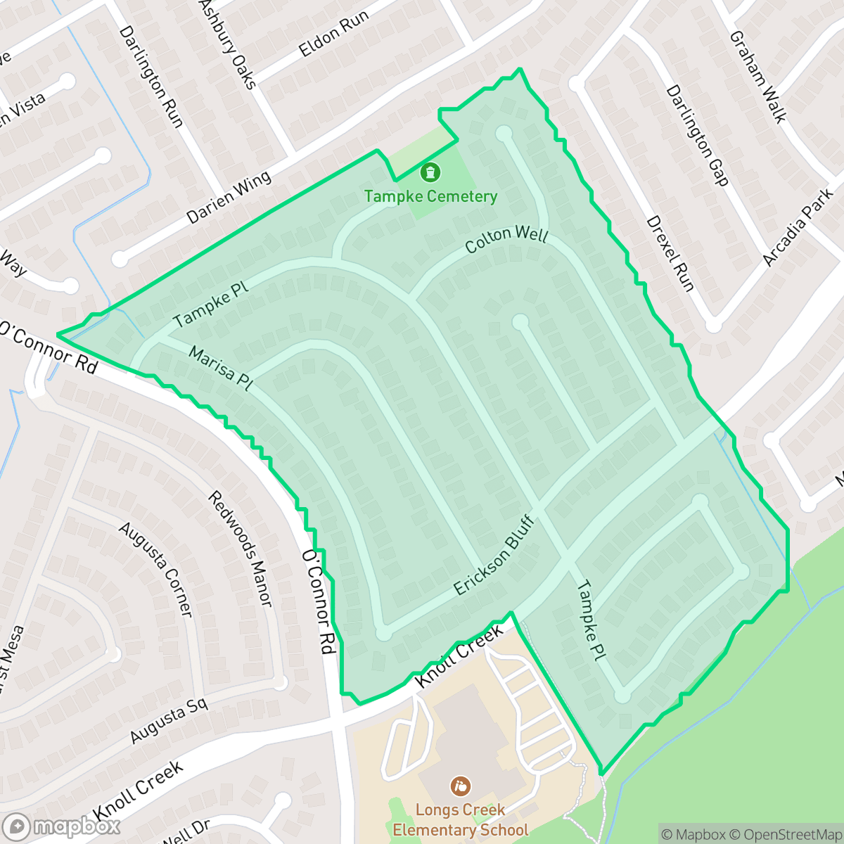 Map showing the location of Longs Ridge, San Antonio, TX