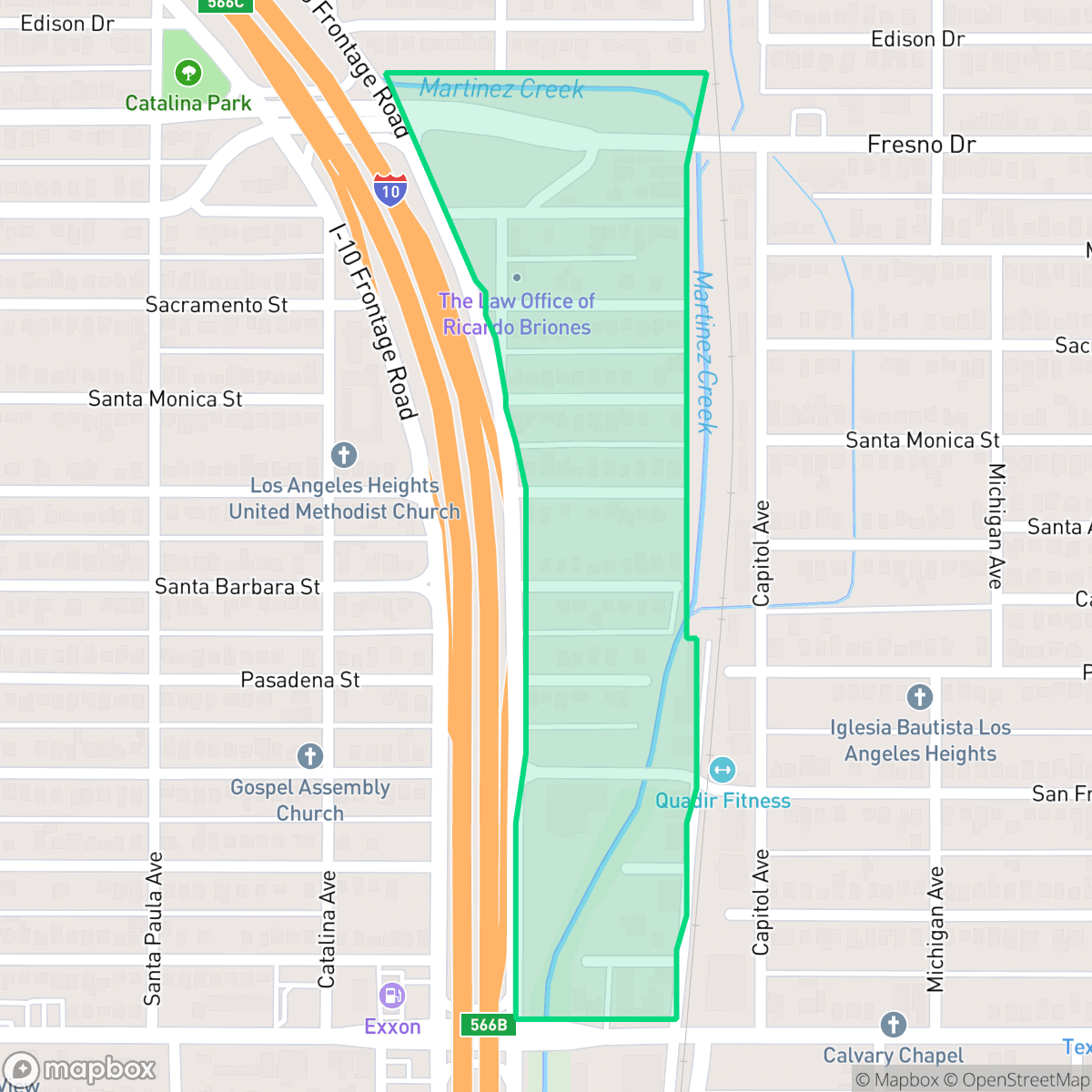 Map showing the location of Los Angeles Heights - Keystone-Northwest Los Angeles Height, San Antonio, TX