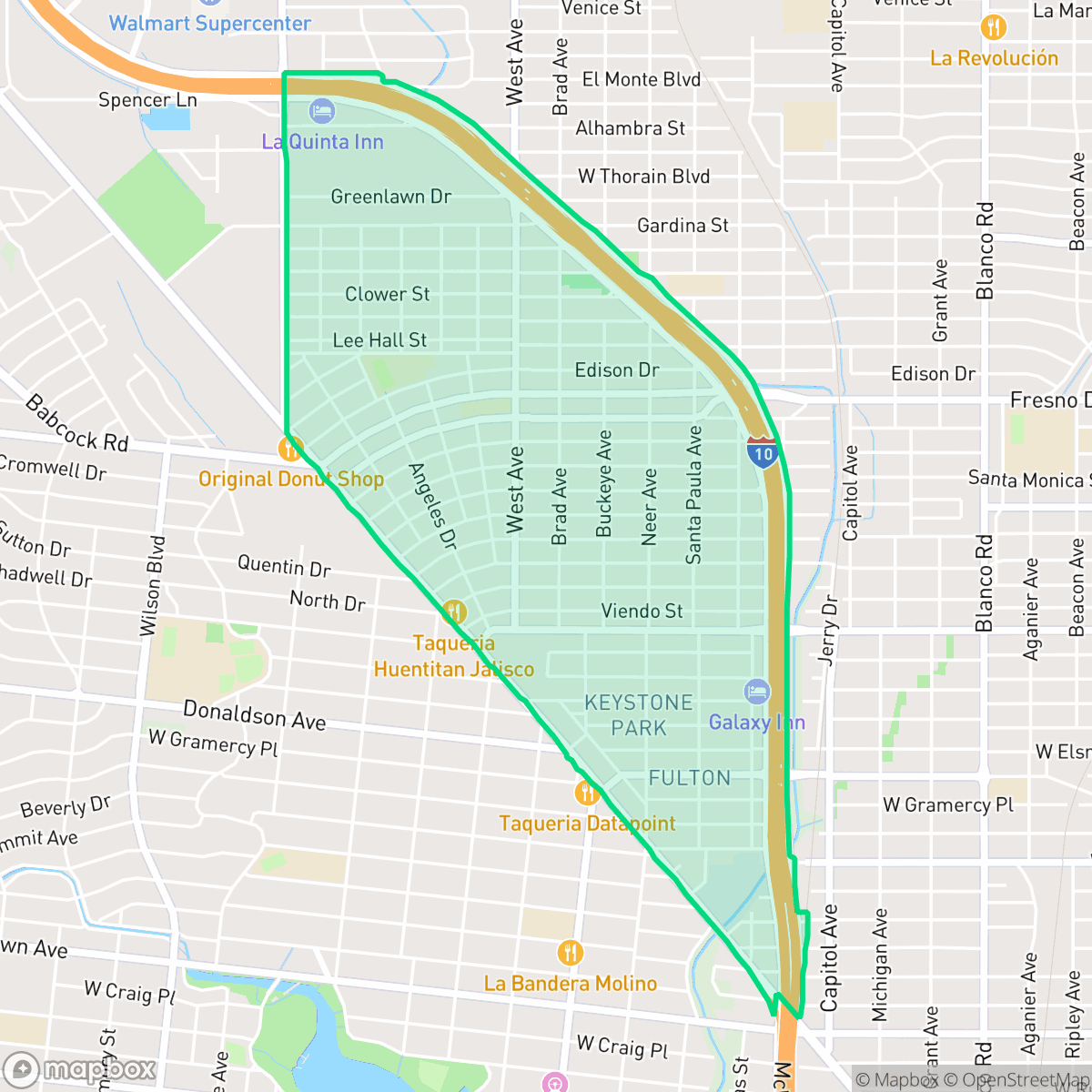 Map showing the location of Los Angeles Heights - Keystone, San Antonio, TX