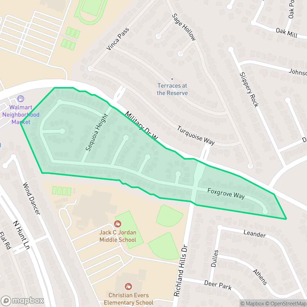 Map showing the location of Meadows at the Reserve, San Antonio, TX