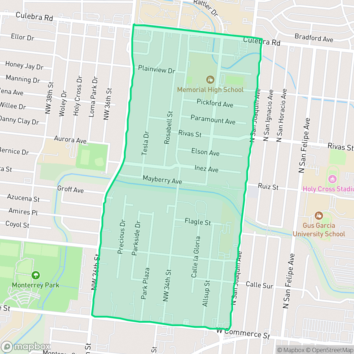 Map showing the location of Memorial Heights, San Antonio, TX