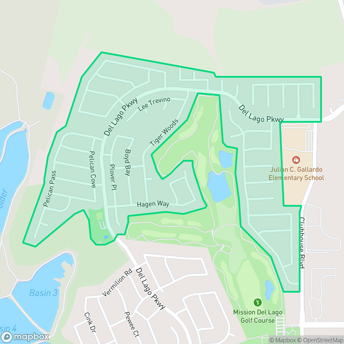 Map showing the location of Mission Del Lago, San Antonio, TX