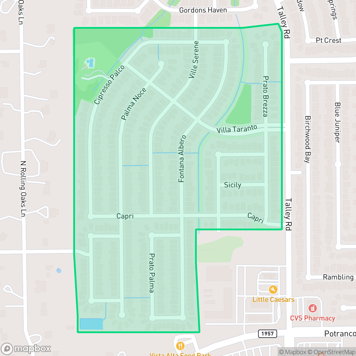 Map showing the location of Monticello Ranch, San Antonio, TX