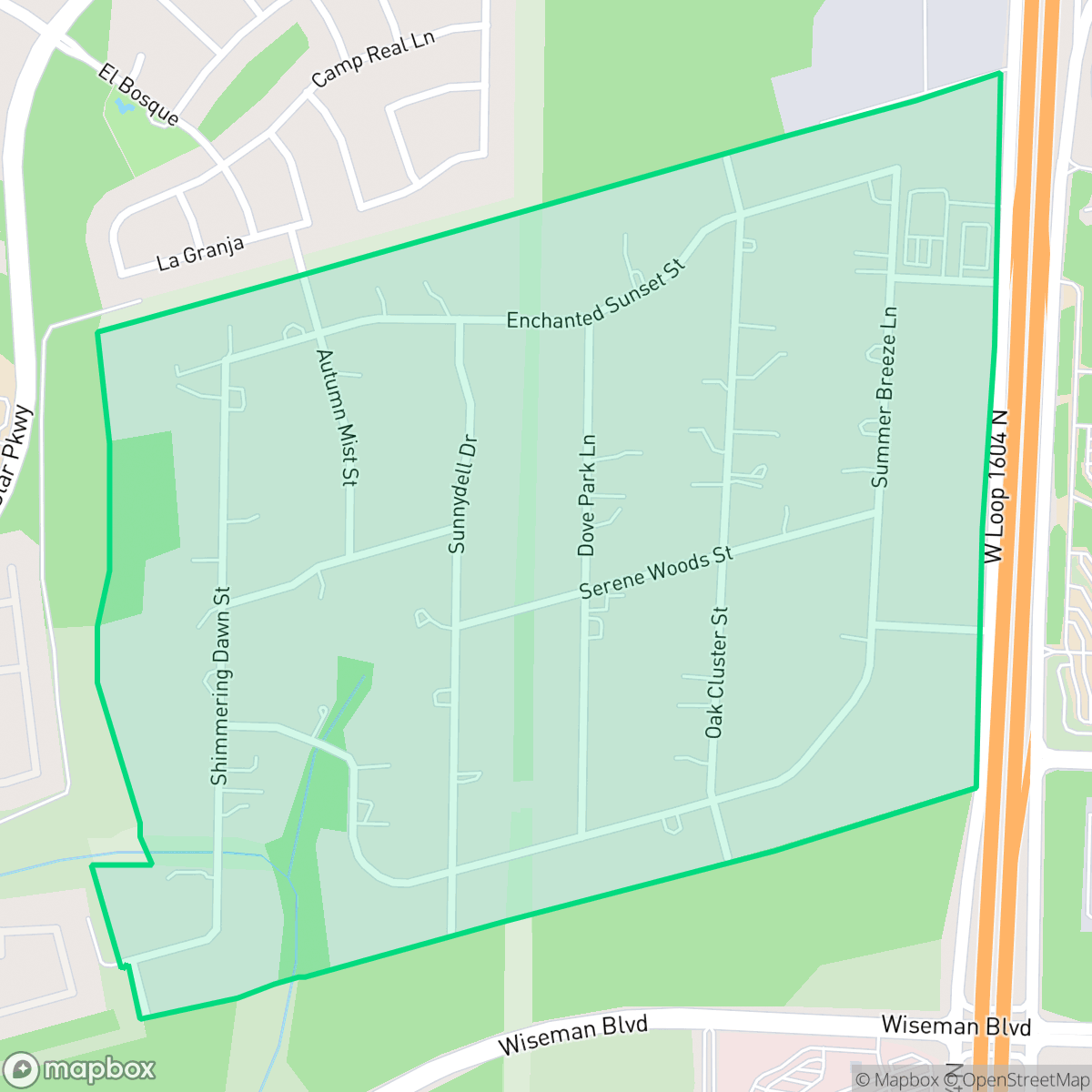 Map showing the location of North San Antonio Hills, San Antonio, TX