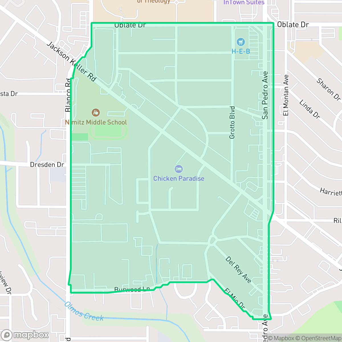 Map showing the location of North Shearer Hills, San Antonio, TX