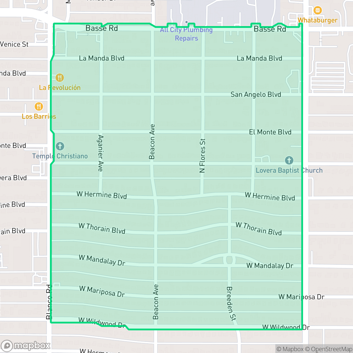 Map showing the location of Northmoor, San Antonio, TX