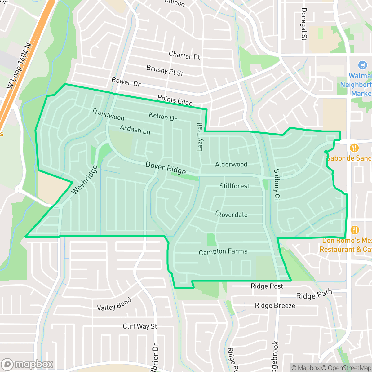 Map showing the location of Northwest Crossing, San Antonio, TX