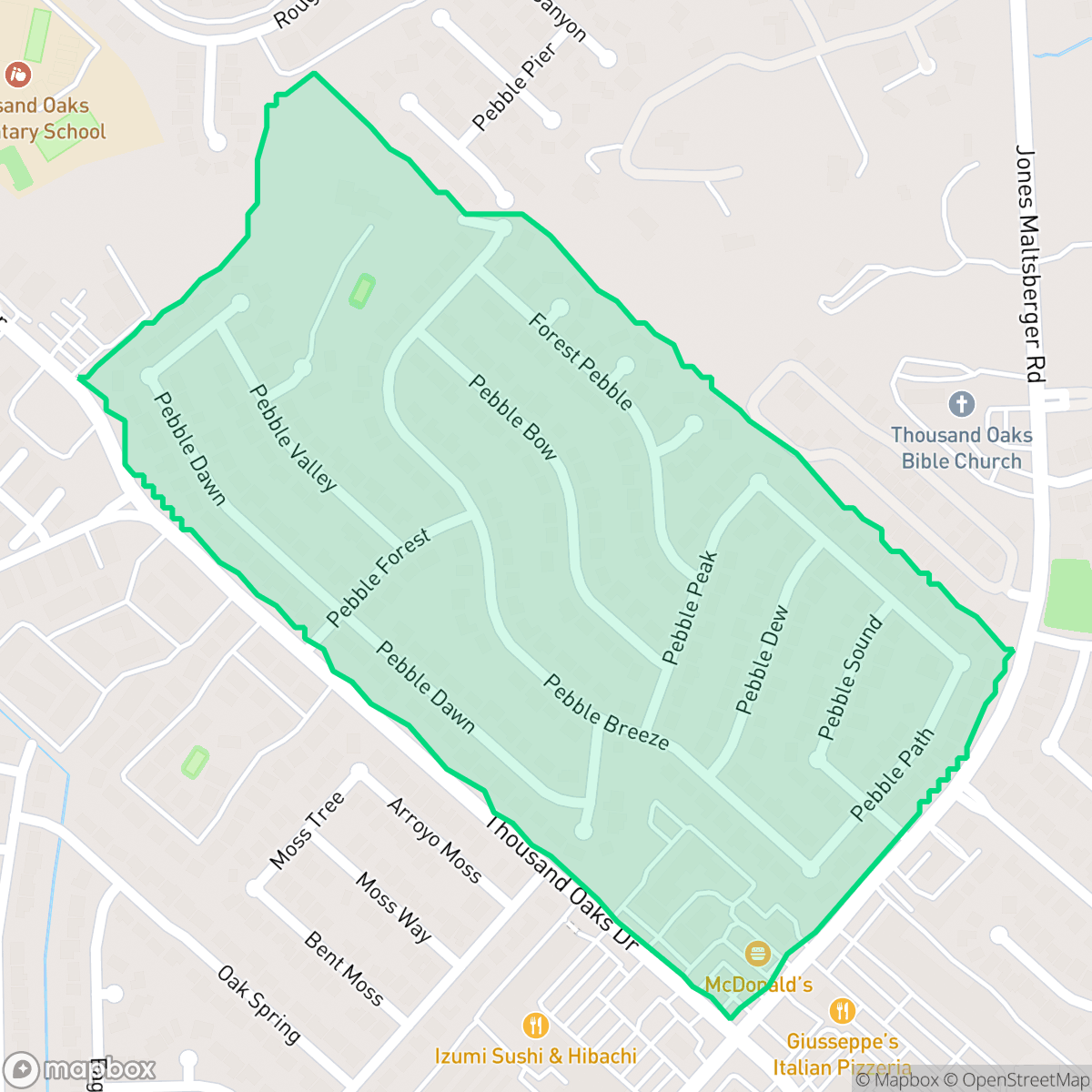 Map showing the location of Oak Hollow Park, San Antonio, TX