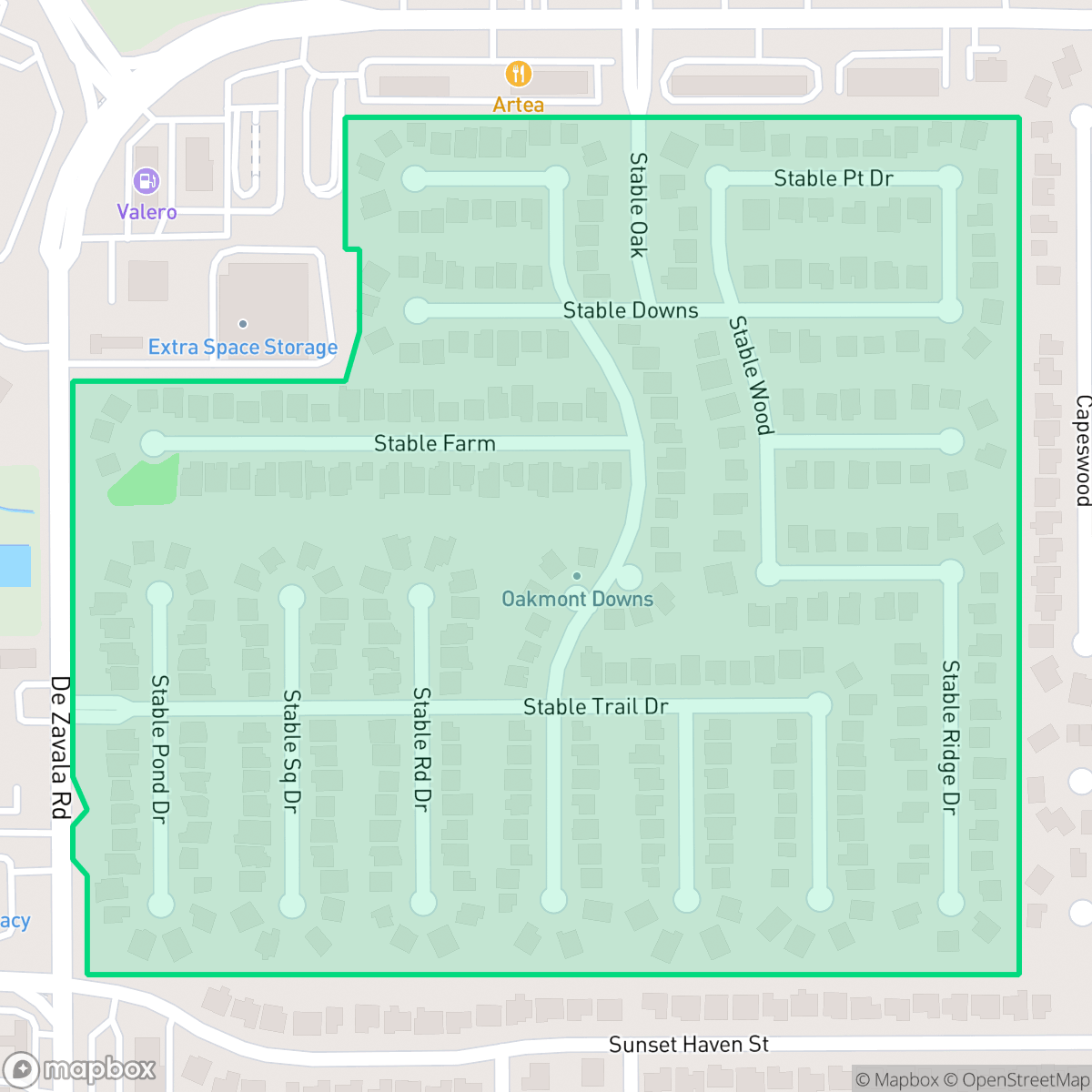 Map showing the location of Oakmont Downs, San Antonio, TX