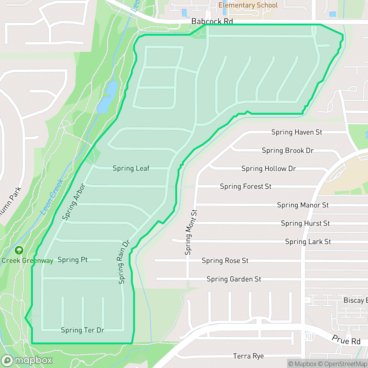 Map showing the location of Oxbow, San Antonio, TX