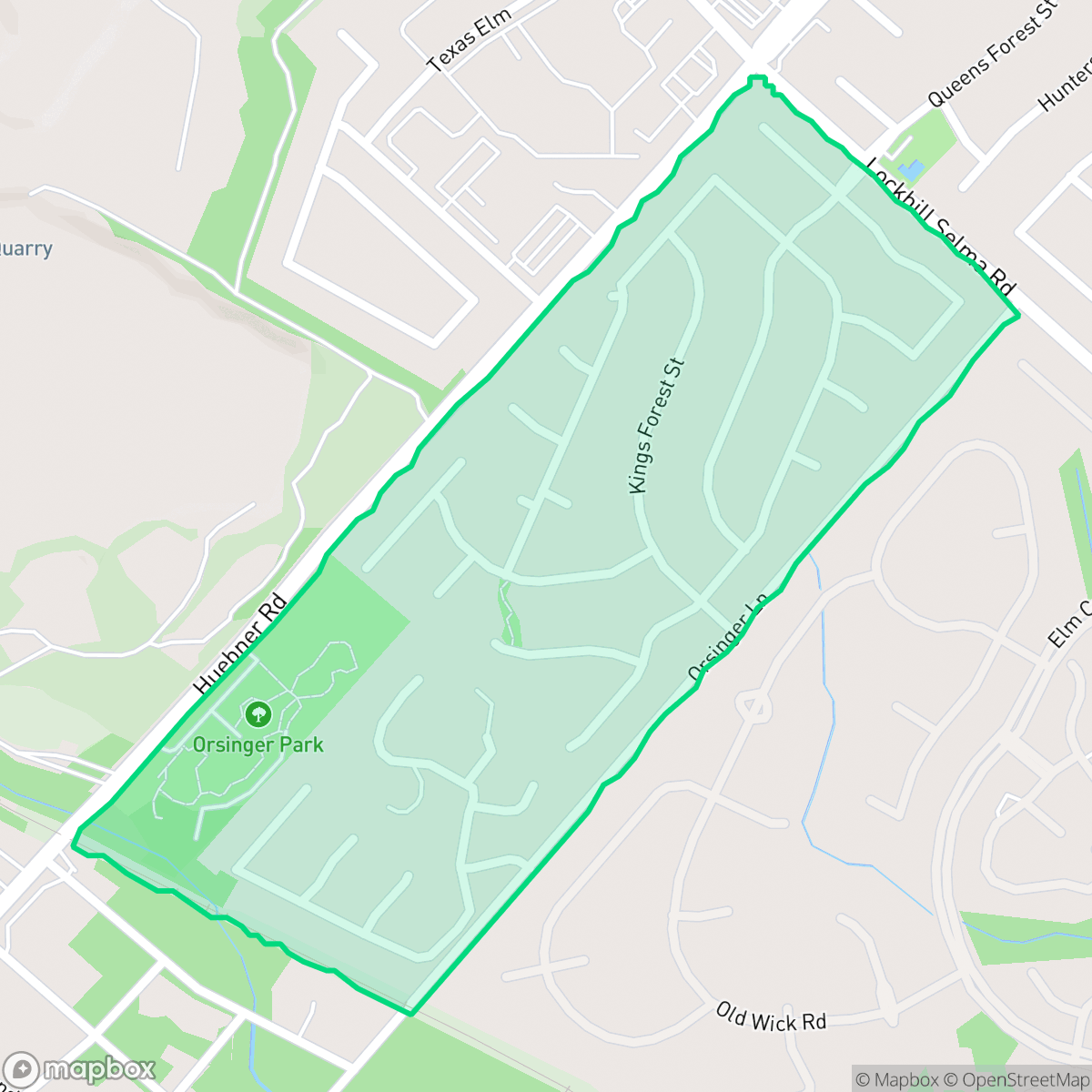 Map showing the location of Park Forest, San Antonio, TX