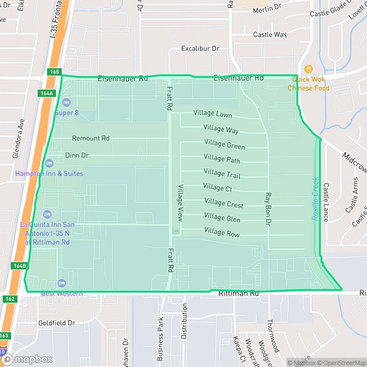 Map showing the location of Park Village, San Antonio, TX
