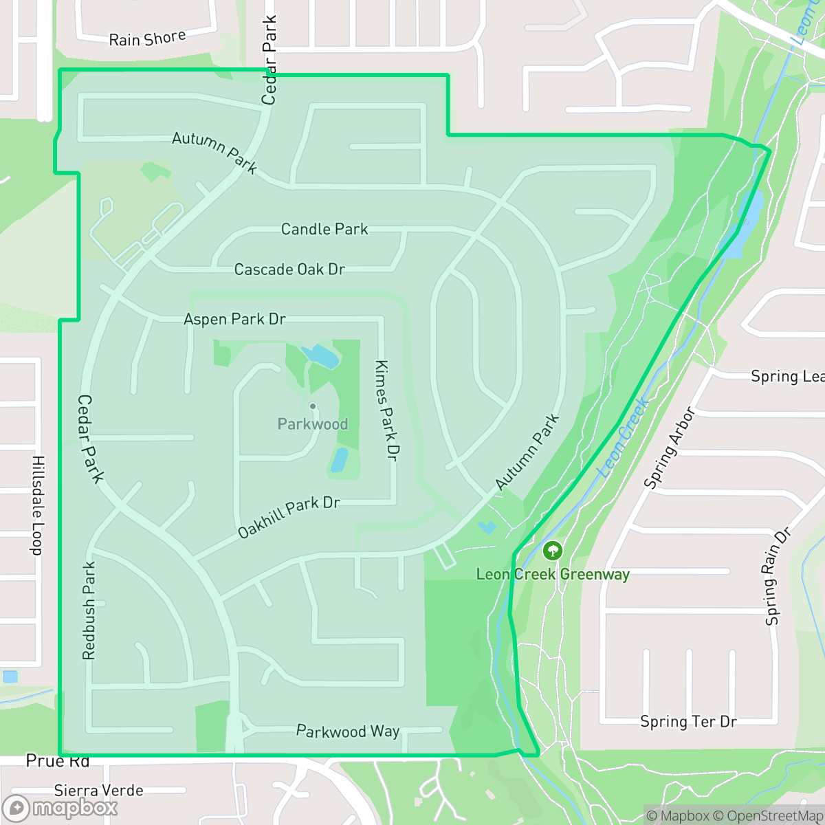 Map showing the location of Parkwood Maintenance, San Antonio, TX