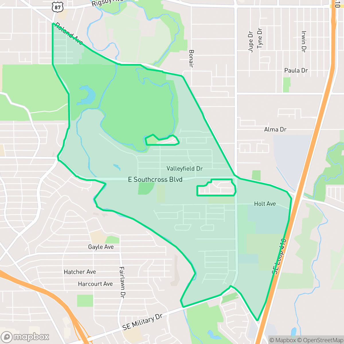 Map showing the location of Pecan Valley, San Antonio, TX