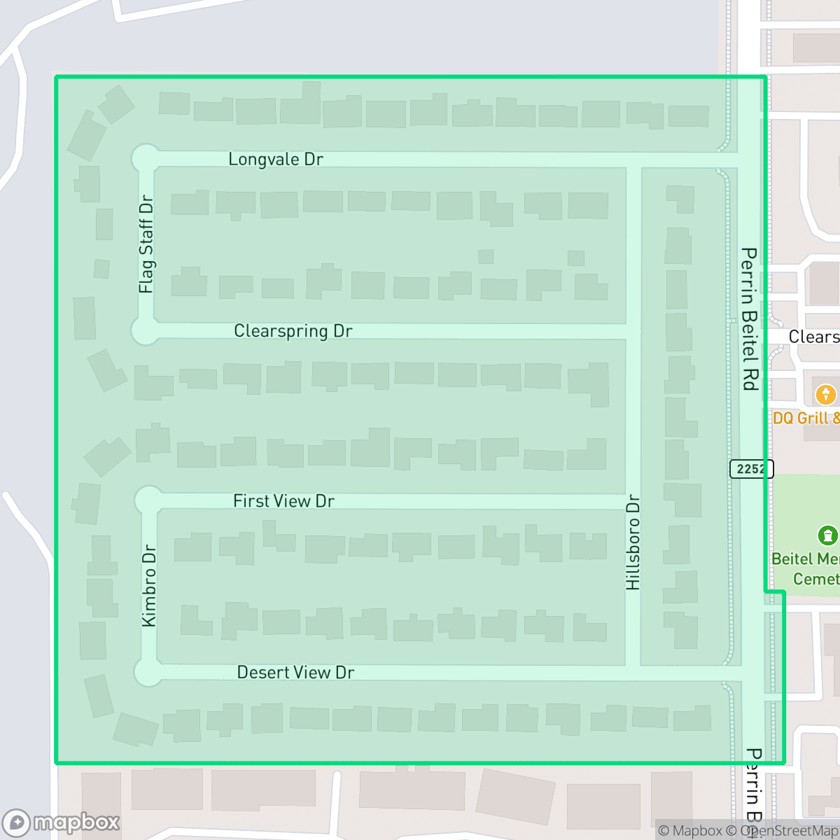 Map showing the location of Perrin Park, San Antonio, TX