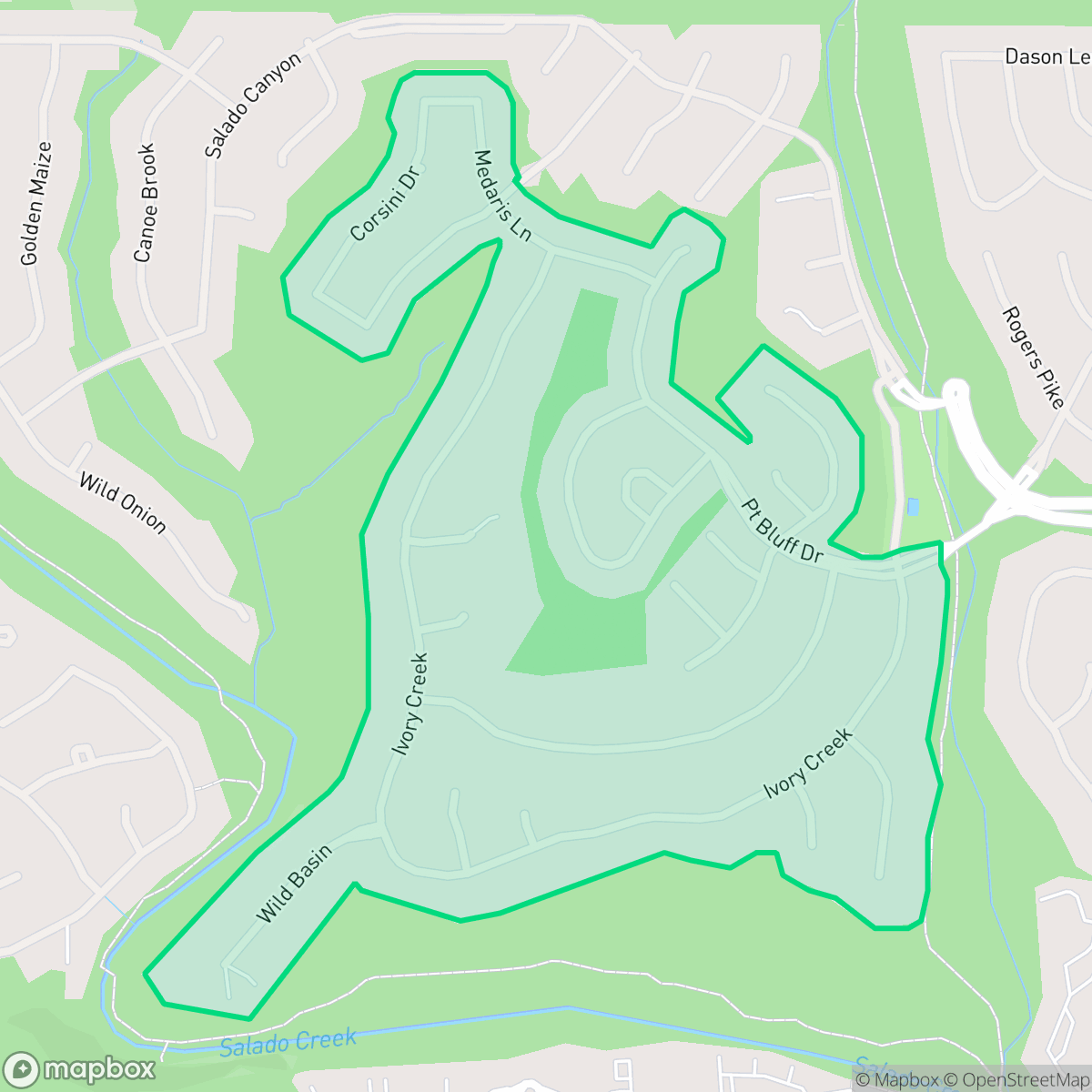 Map showing the location of Point Bluff, San Antonio, TX