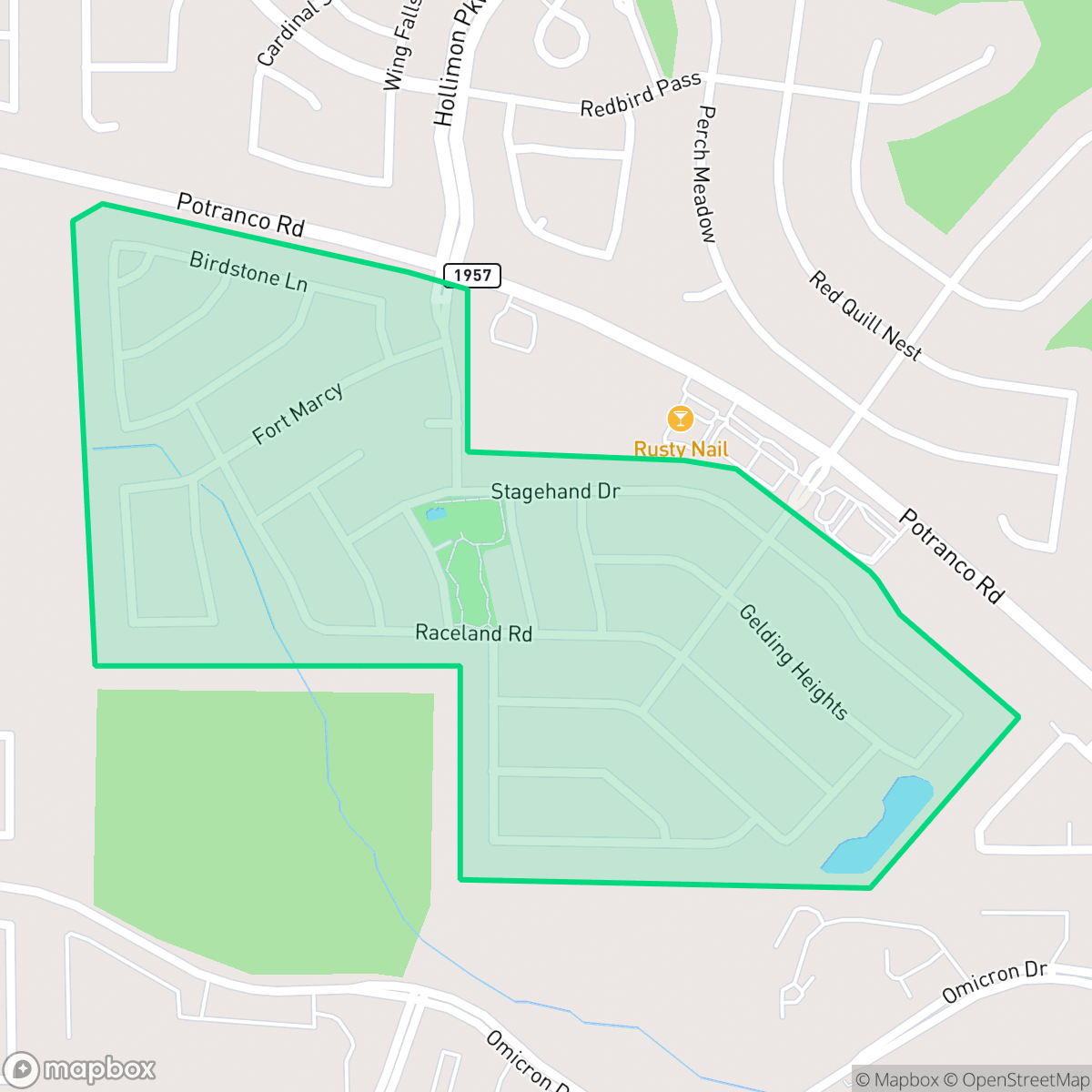 Map showing the location of Potranco Run, San Antonio, TX