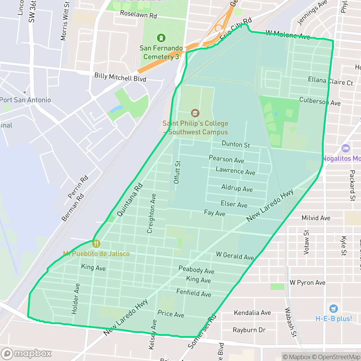 Map showing the location of Quintana Community, San Antonio, TX