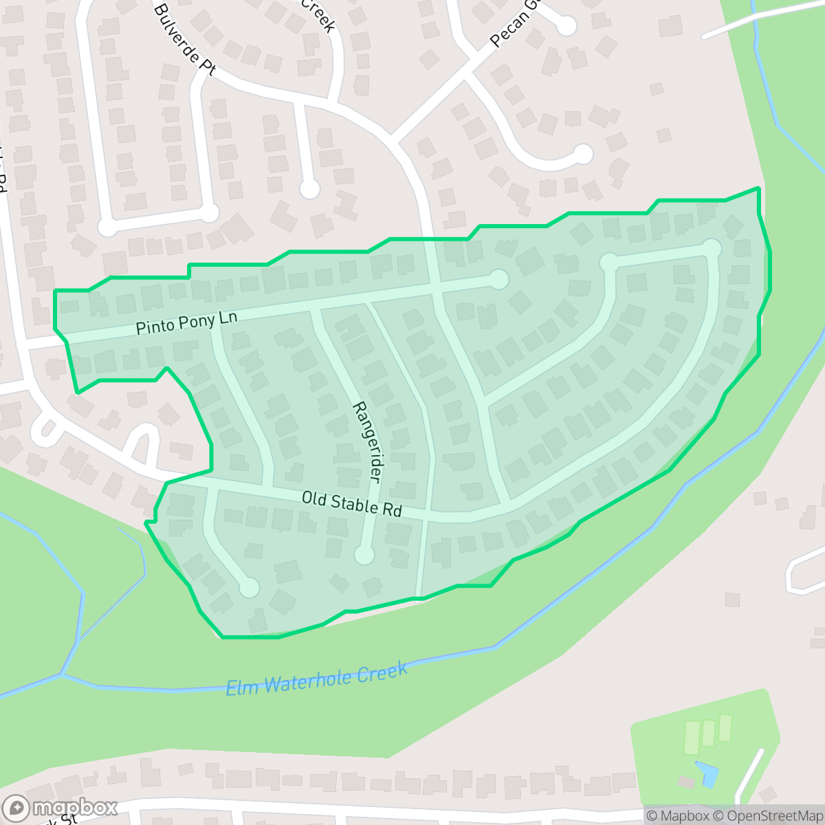 Map showing the location of Range Rider, San Antonio, TX