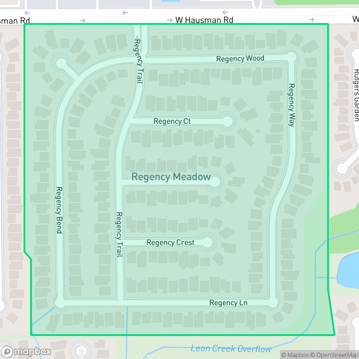 Map showing the location of Regency Meadow, San Antonio, TX
