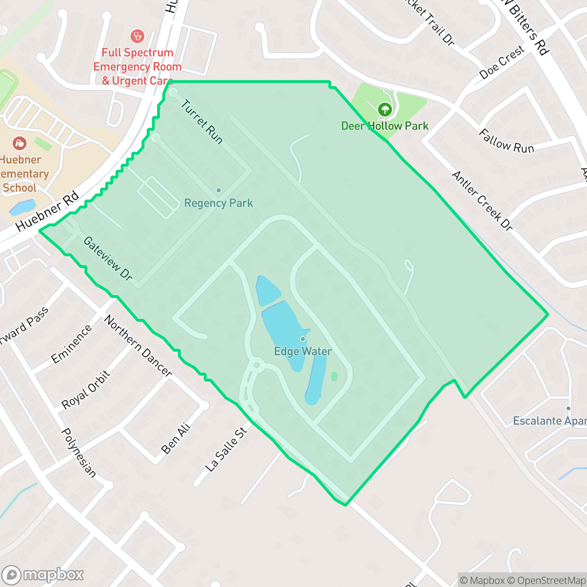 Map showing the location of Regency Park, San Antonio, TX