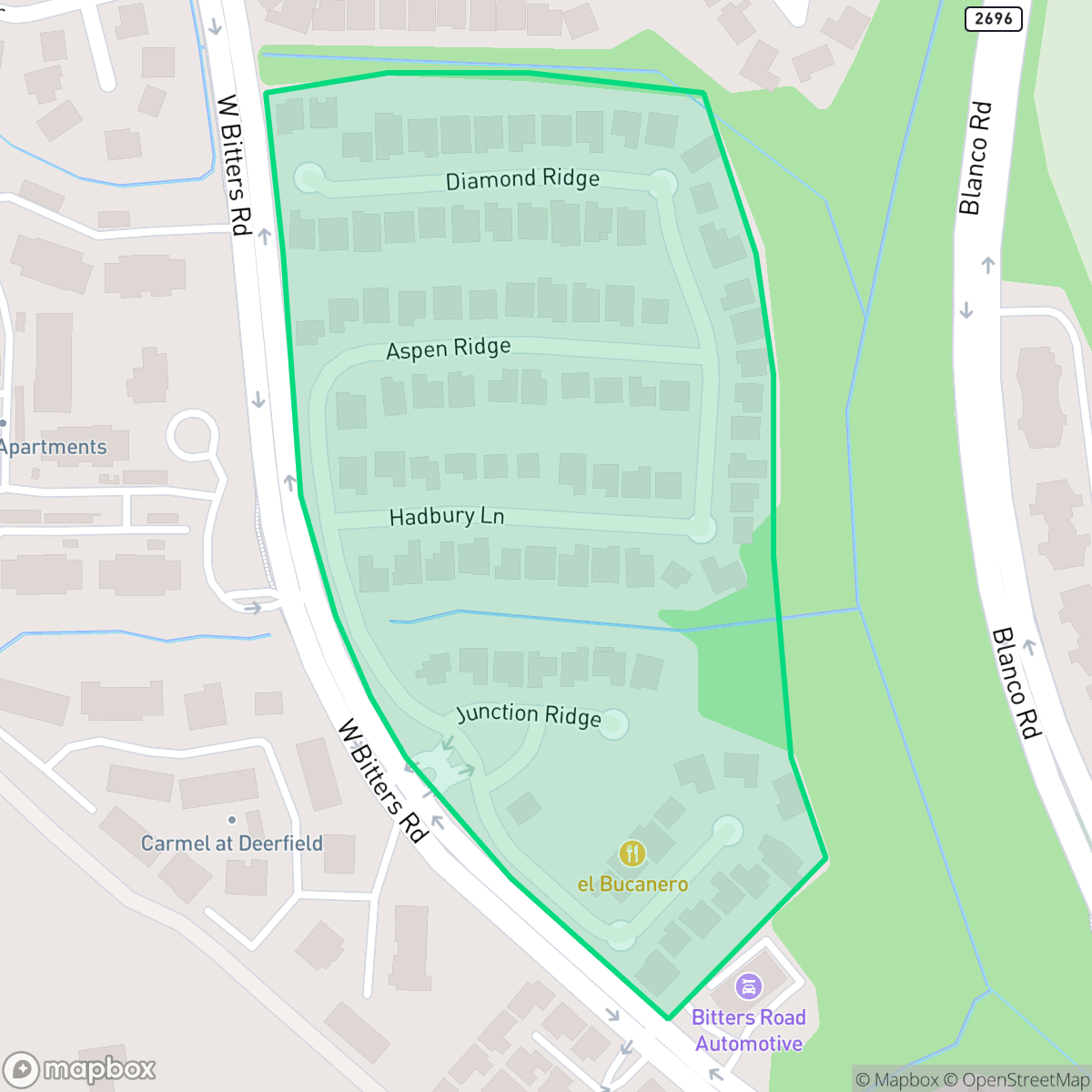Map showing the location of Ridge at Deerfield, San Antonio, TX