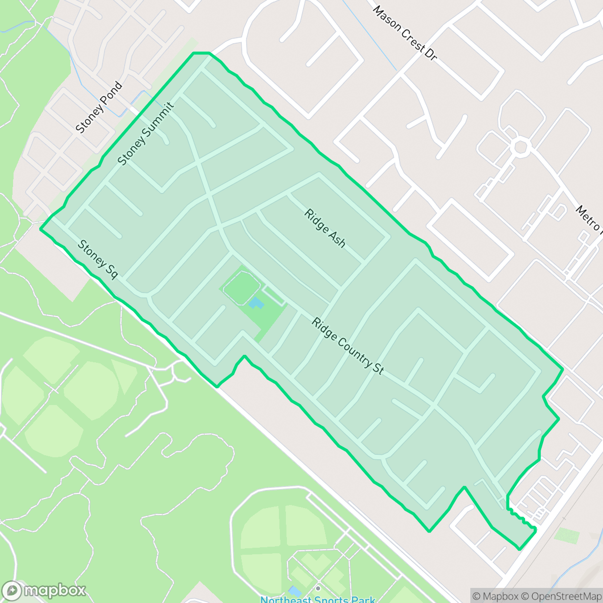 Map showing the location of Ridgestone, San Antonio, TX