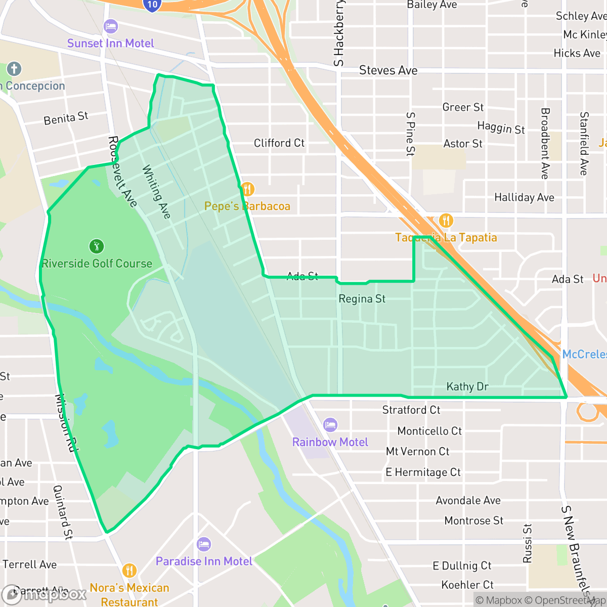 Map showing the location of Riverside South, San Antonio, TX