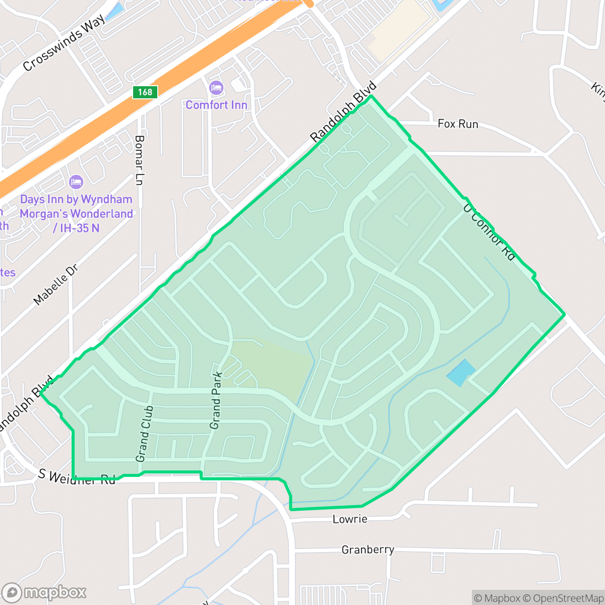 Map showing the location of Royal Ridge, San Antonio, TX