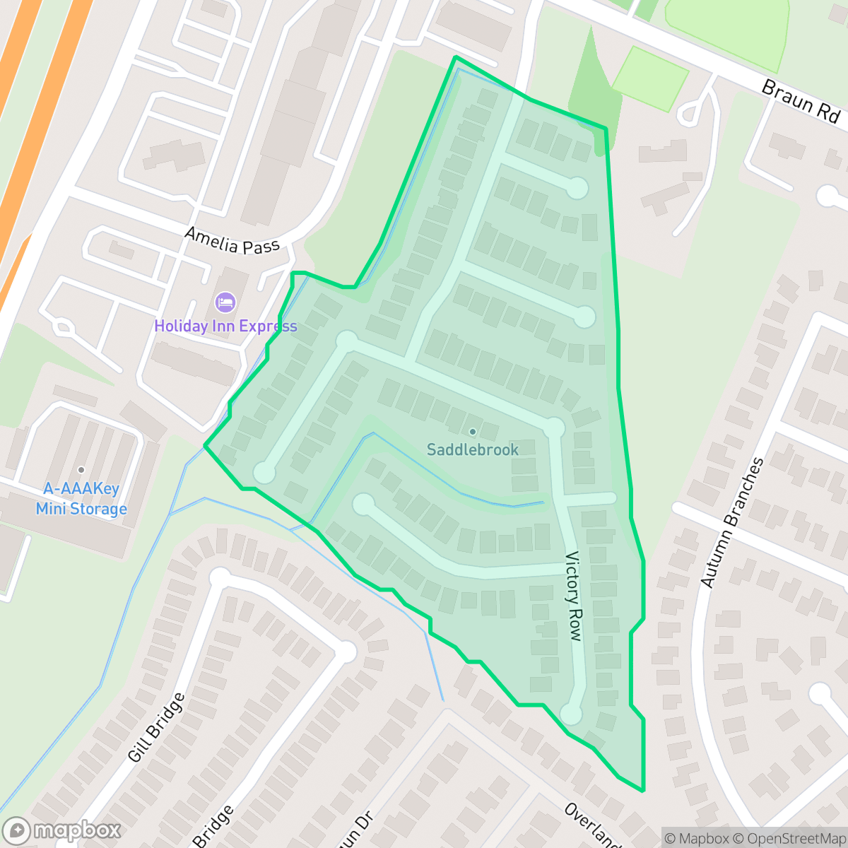 Map showing the location of Saddlebrook Farms, San Antonio, TX
