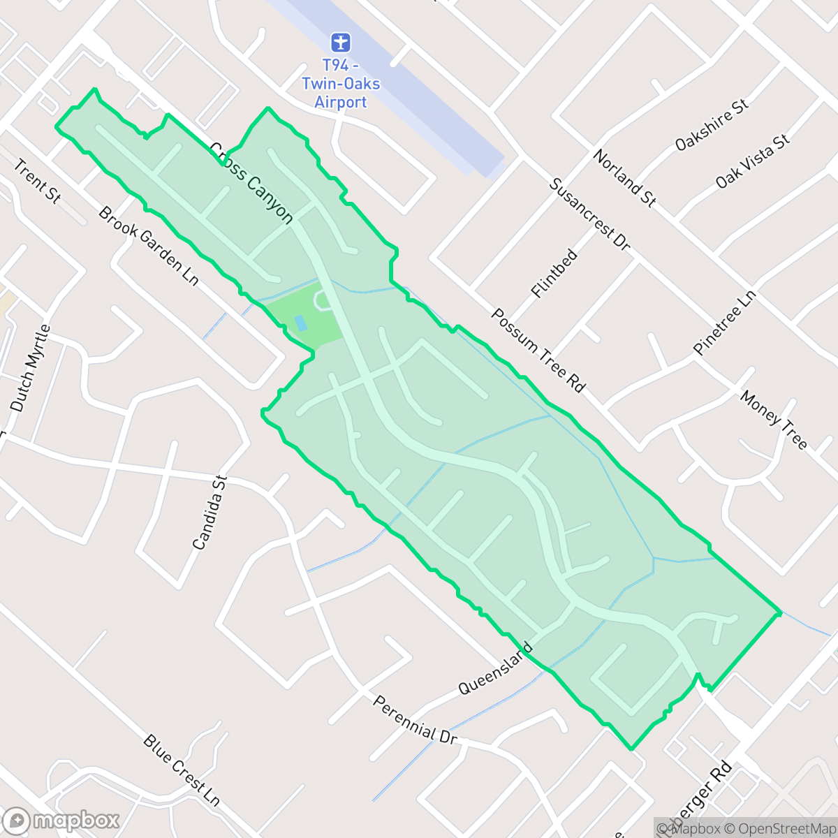 Map showing the location of Santa Fe Trails, San Antonio, TX