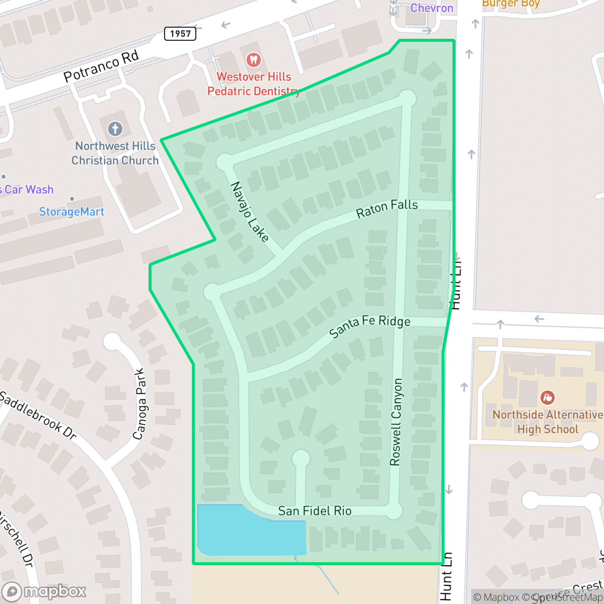 Map showing the location of Santa Fe, San Antonio, TX