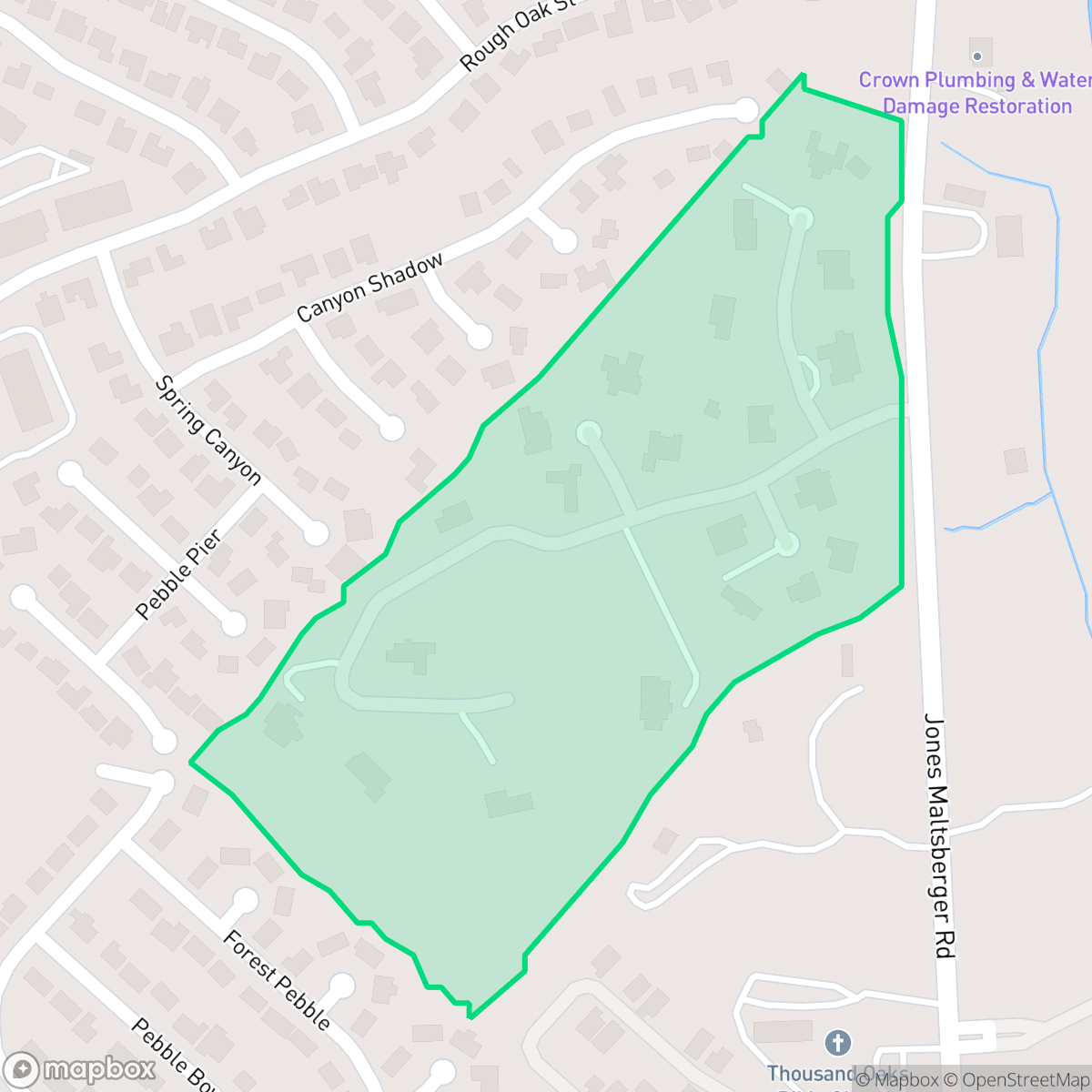 Map showing the location of Scattered Oaks, San Antonio, TX