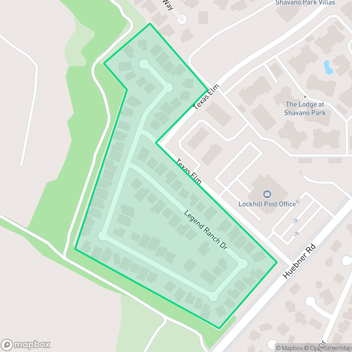 Map showing the location of Shavano Forest, San Antonio, TX