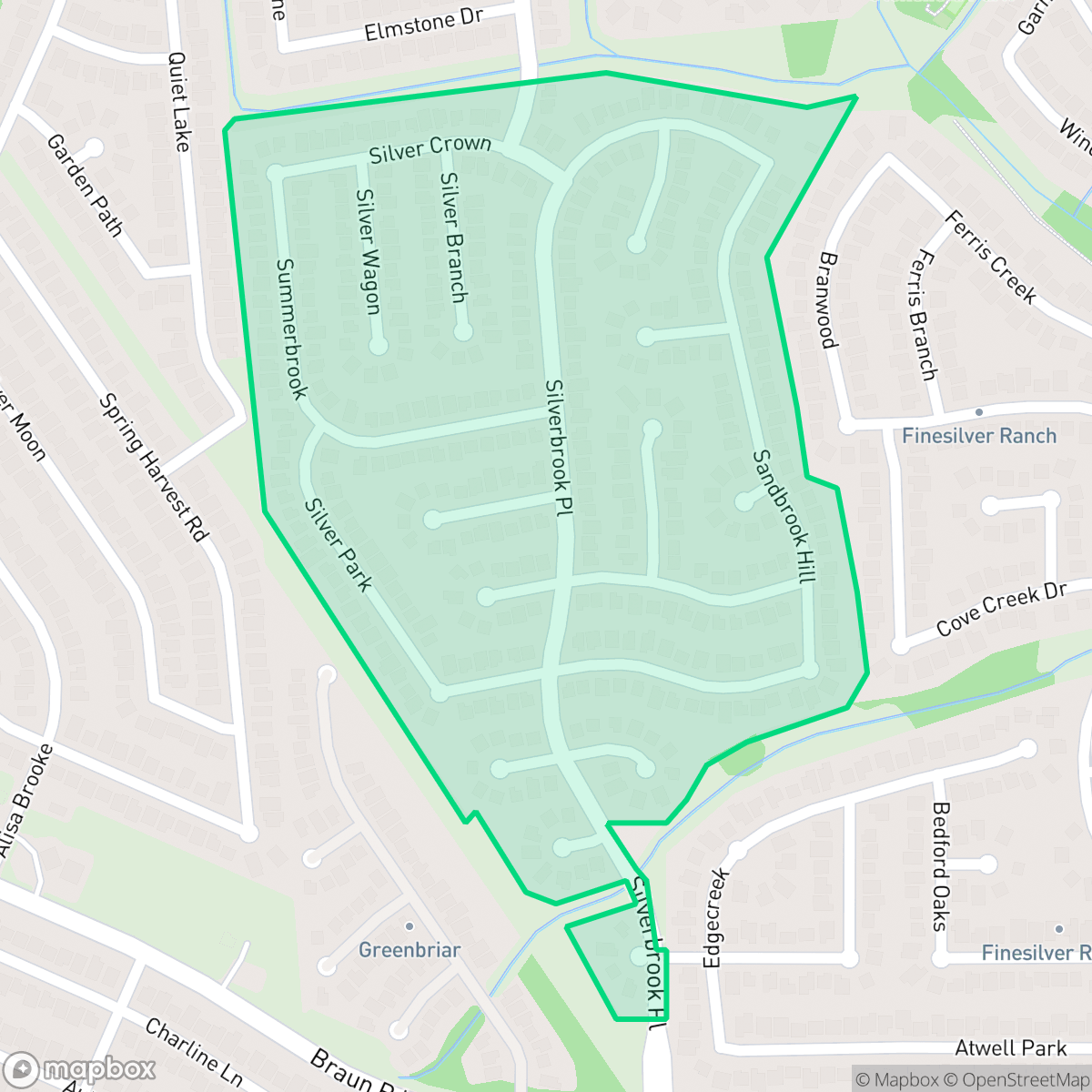 Map showing the location of Silverbrook, San Antonio, TX