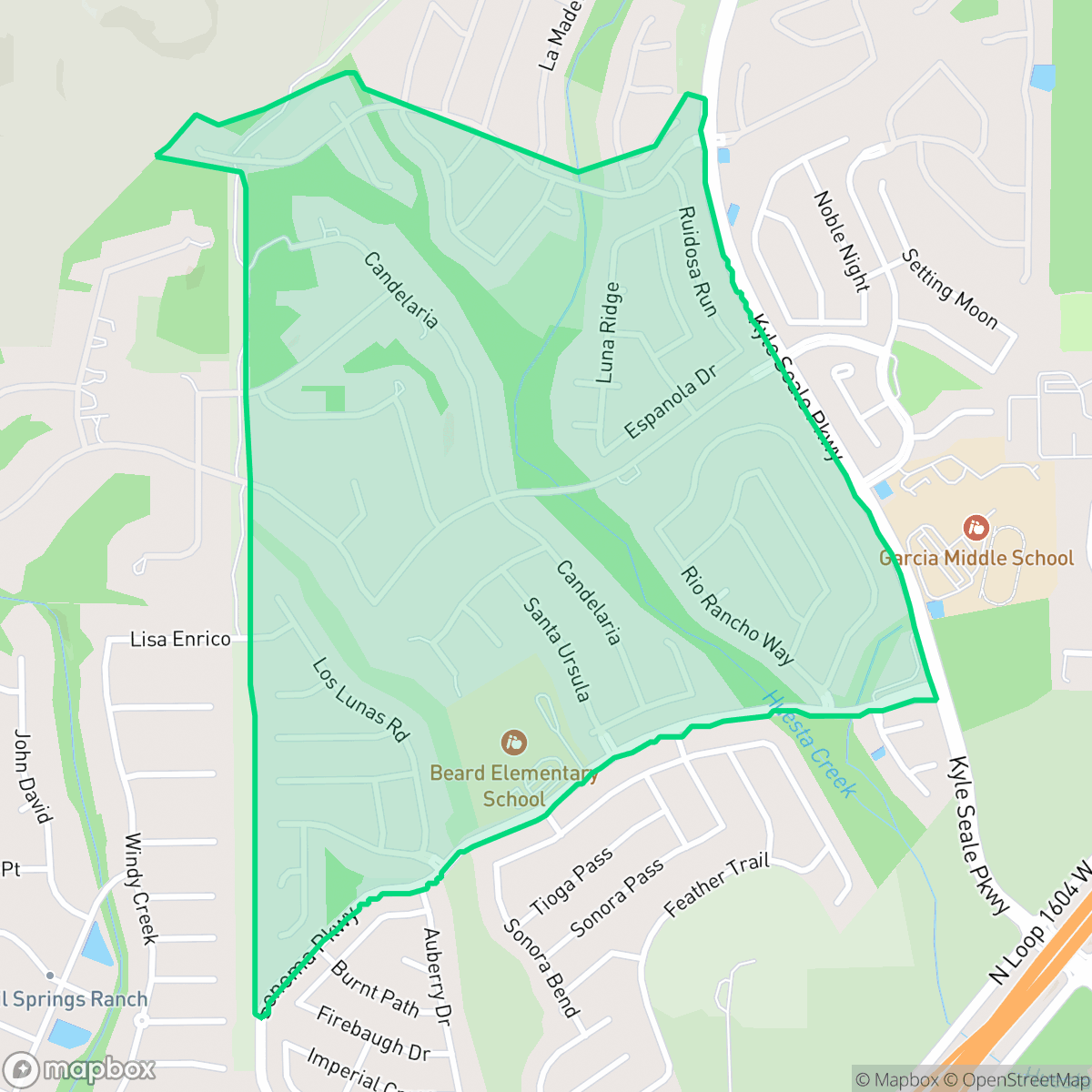 Map showing the location of Sonoma Ranch, San Antonio, TX