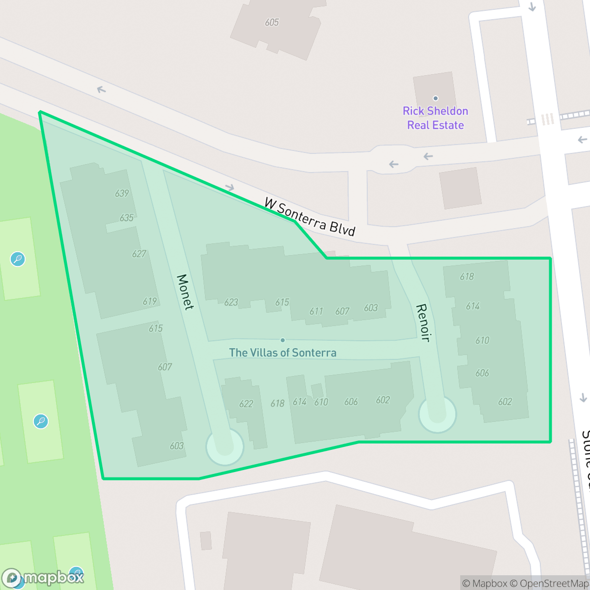 Map showing the location of Sonterra Villas Townhome Condominium-Sonterra-Stone Oak, San Antonio, TX