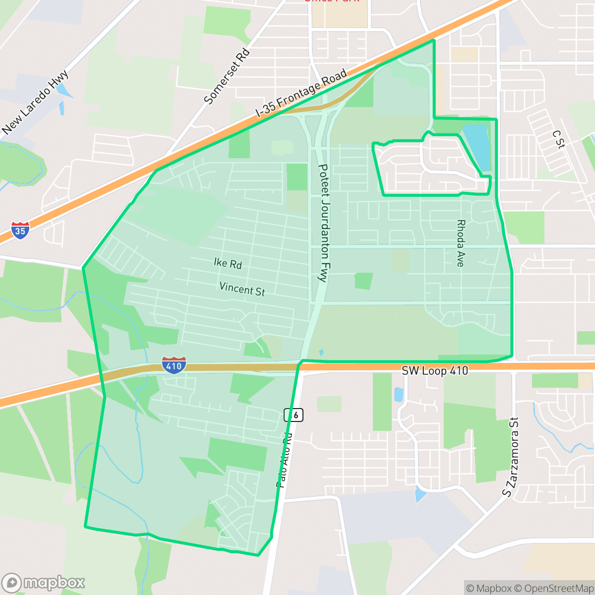 Map showing the location of South Southwest, San Antonio, TX