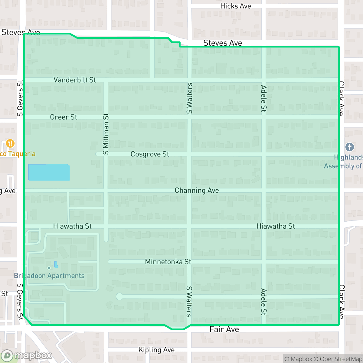 Map showing the location of Southeast Citizens Committee-Highland Park, San Antonio, TX