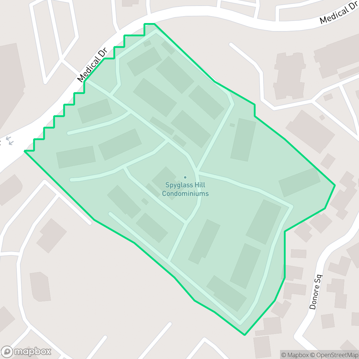Map showing the location of Spyglass Hill Condominium, San Antonio, TX