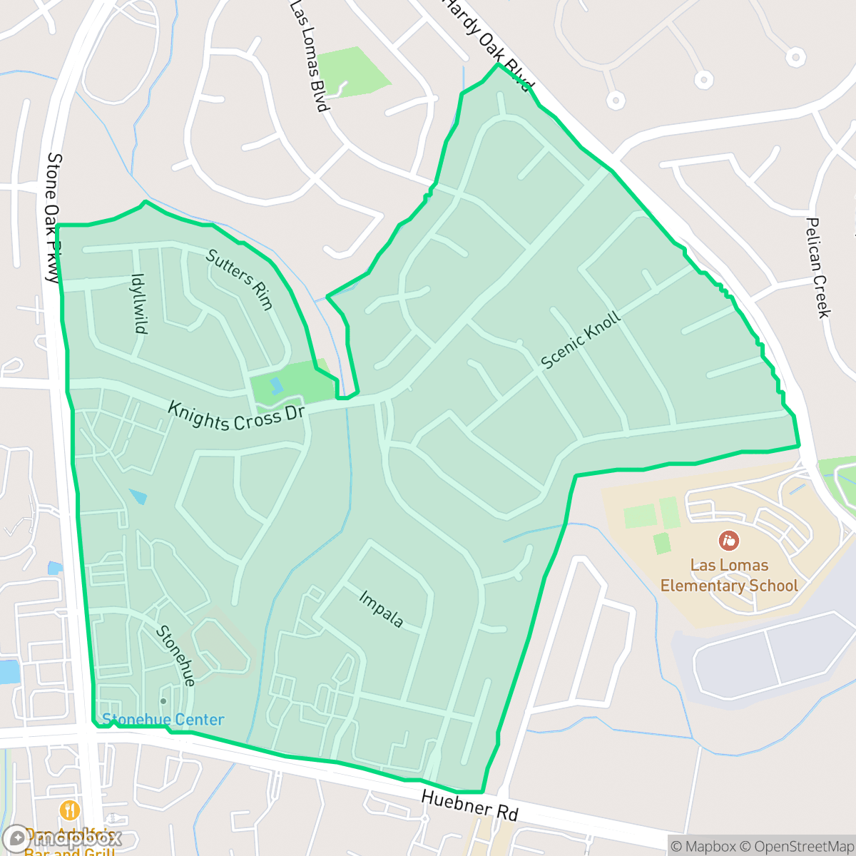 Map showing the location of Stone Oak Communities of Mutual Amenities-Stone Oak, San Antonio, TX