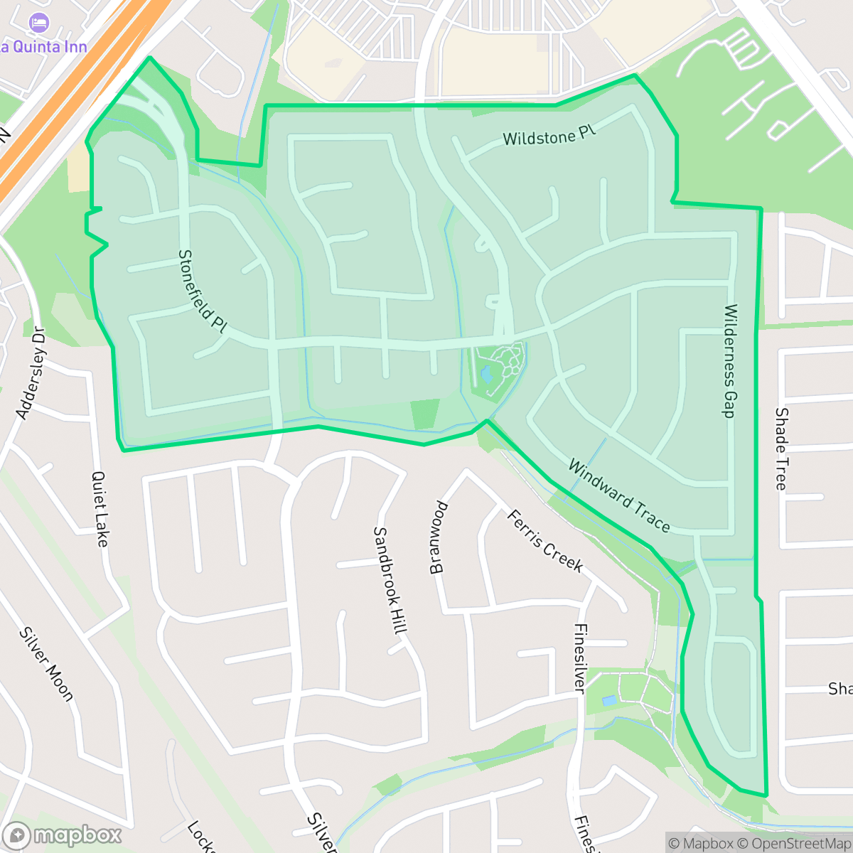 Map showing the location of Stonefield, San Antonio, TX