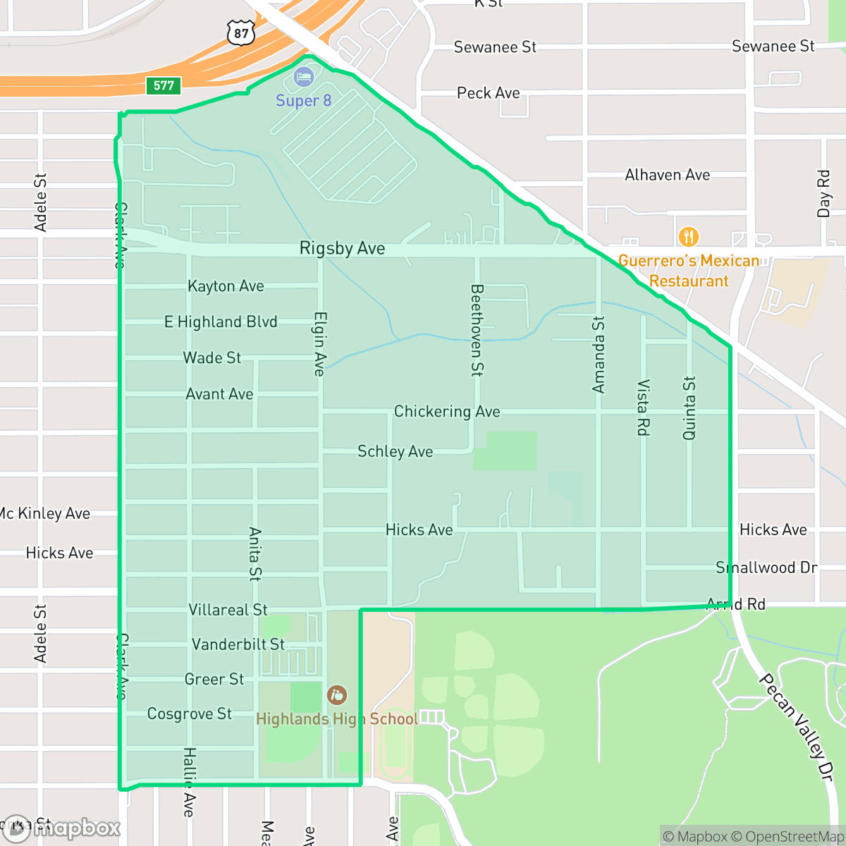 Map showing the location of Sunny Slope, San Antonio, TX