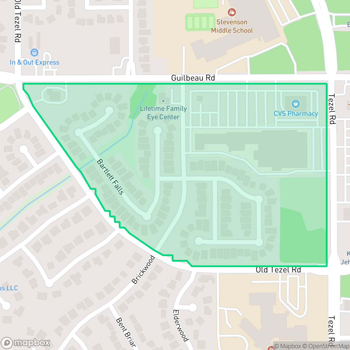 Map showing the location of Tezel Heights, San Antonio, TX